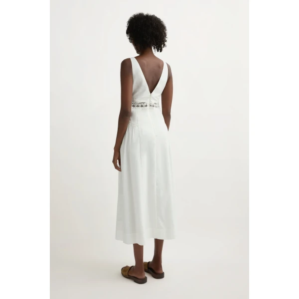 Posse Veda V-Neck Dress in Vintage White | Midi Dresses | Coveti, view 5