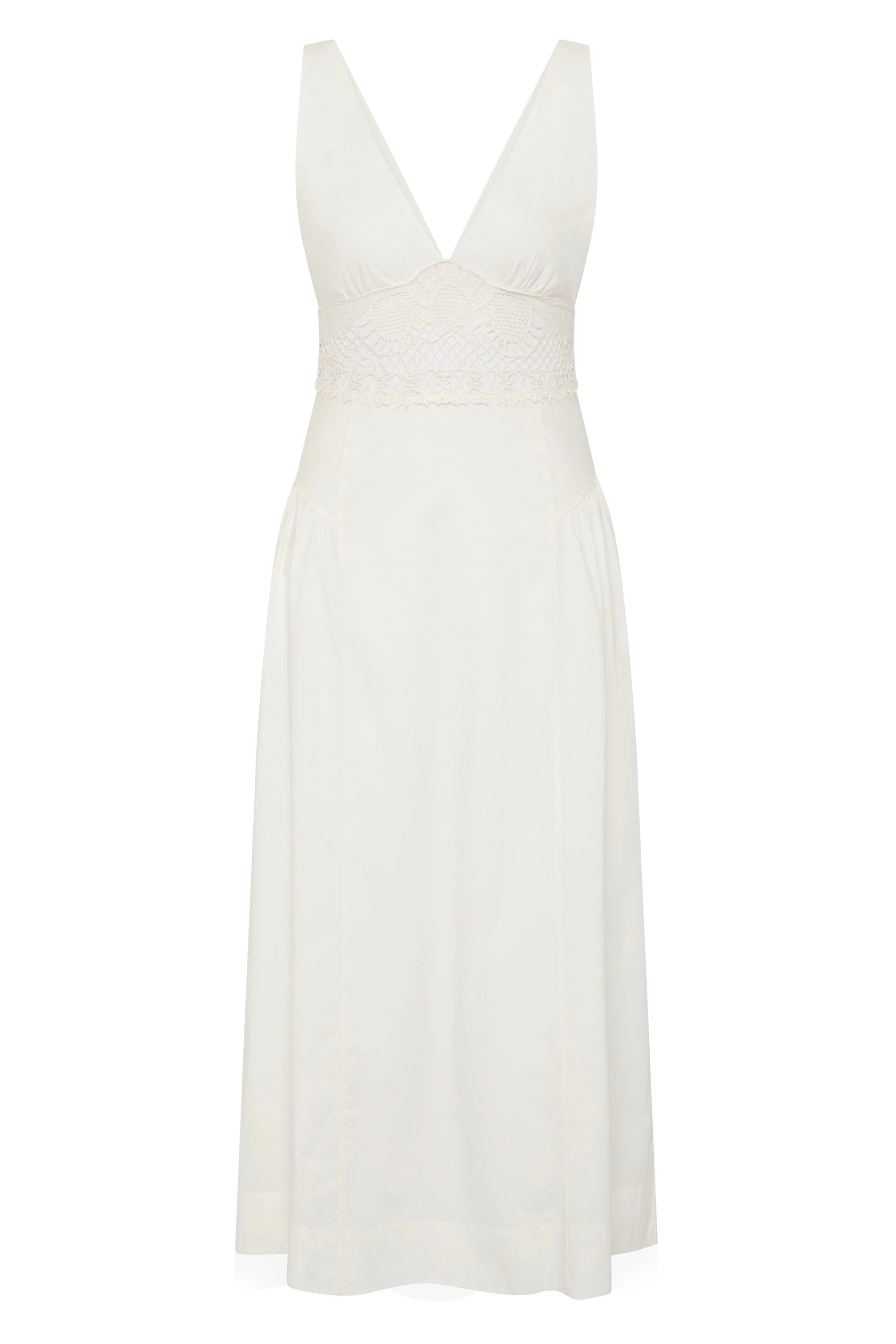 Posse Veda V-Neck Dress in Vintage White Posse Veda V-Neck Dress in Vintage White | Midi Dresses | Coveti