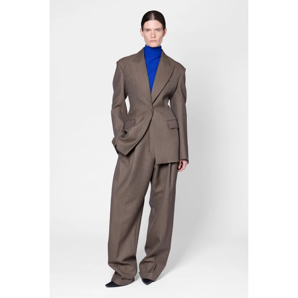 ROKSANDA Ines Trouser in Brown Melange | Wide leg pants | Coveti