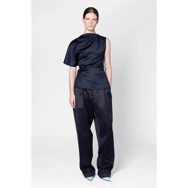 ROKSANDA Ines Trouser in Navy | Wide leg pants | Coveti