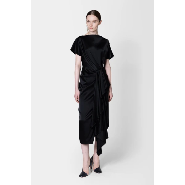 ROKSANDA Zoa Dress in Black | Midi Dresses | Coveti