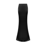 Rasario Draped Satin Maxi Skirt with a Train in Black
