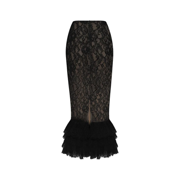 Rasario Lace Midi Skirt in Black, view 2