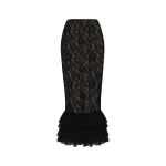 Rasario Lace Midi Skirt in Black