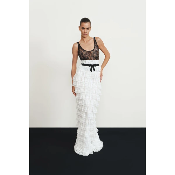 Rasario Lace Tank Top in Black, view 4