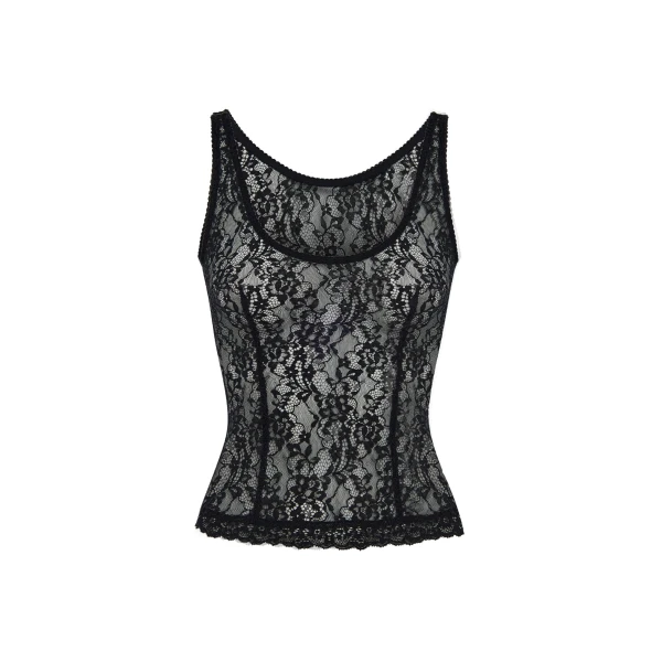 Lace Tank Top in Black
