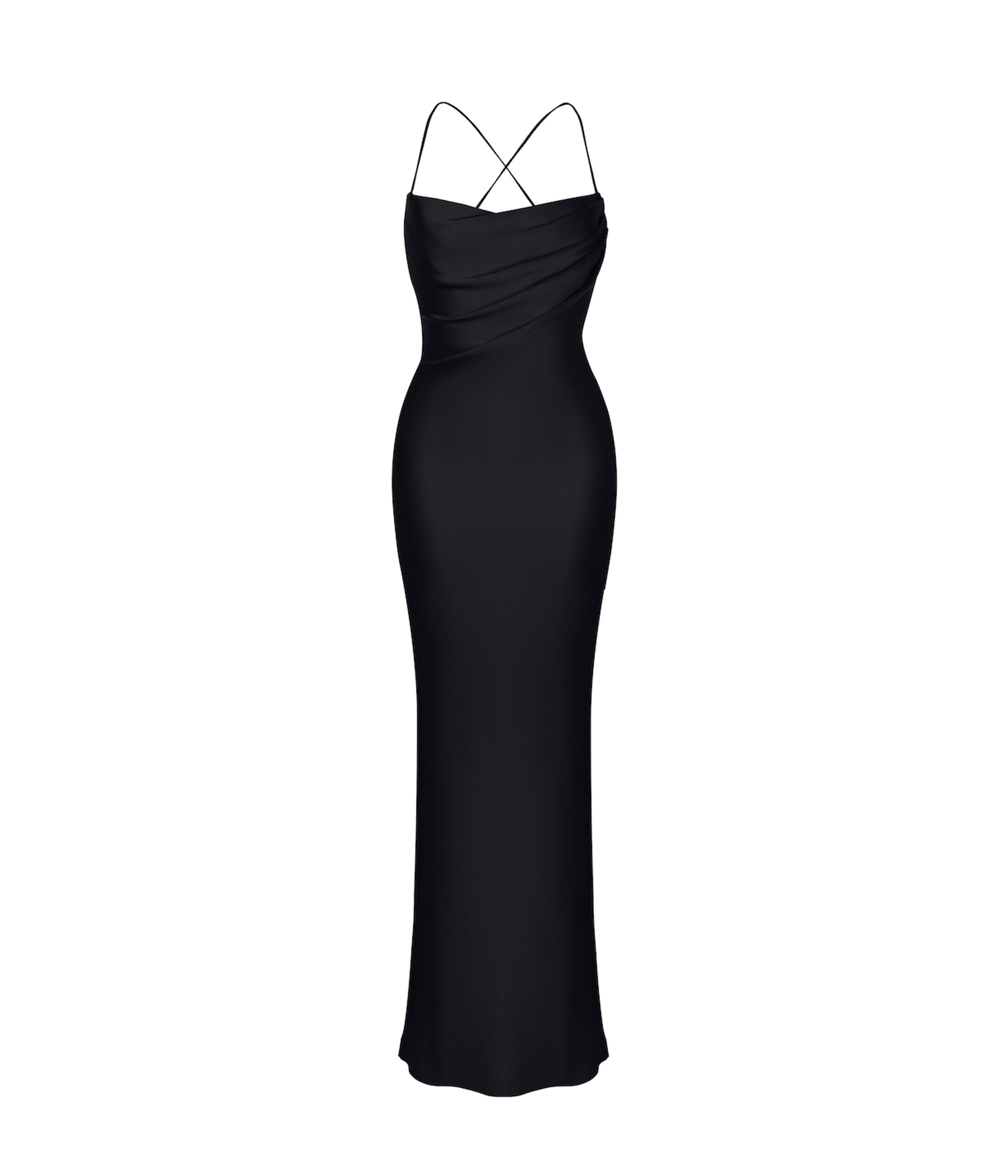 Satin Slip Gown in Black