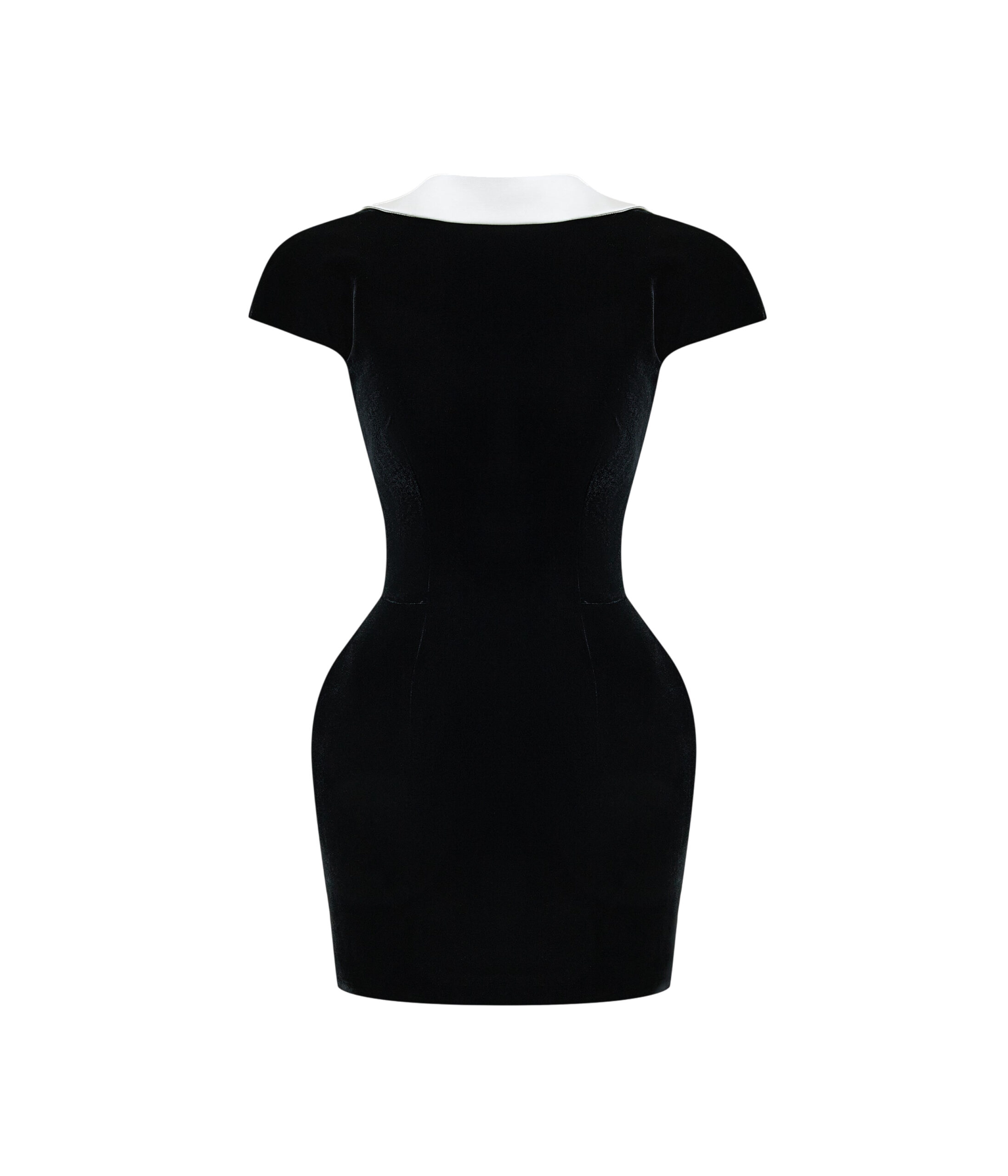 Velvet Mini Dress with a Deep Back Neckline in Black