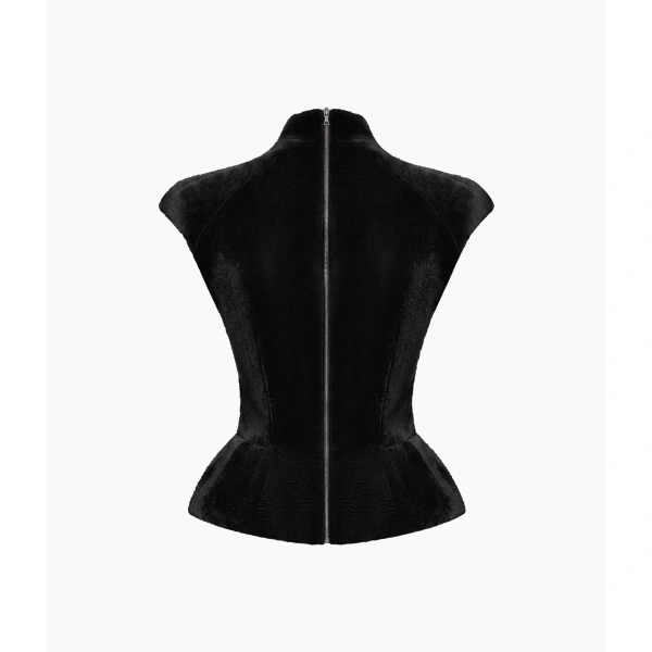 Rasario Velvet Top with Lacing in Black, view 2