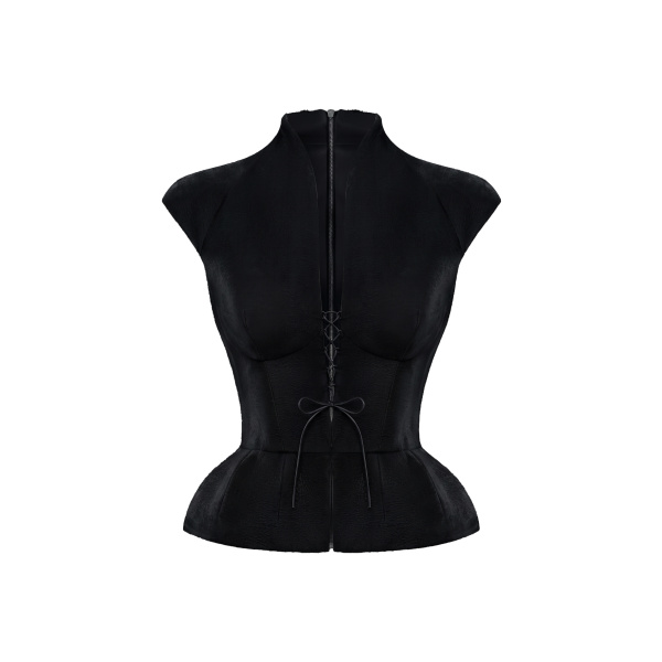 Velvet Top with Lacing in Black