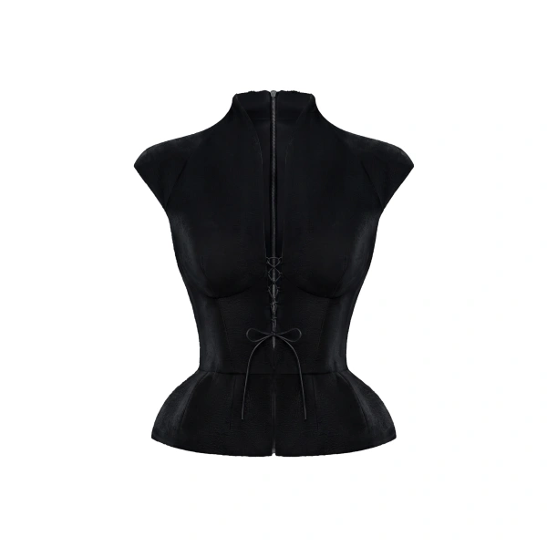Velvet Top with Lacing in Black