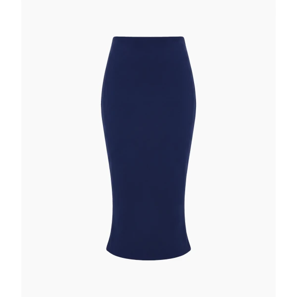 Rasario Crepe Satin Midi Skirt in Blue, view 2