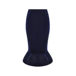 Rasario Velvet Midi Skirt with a Yoke in Dark Blue
