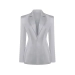 Rasario Single-Breasted Satin Jacket in Grey