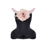 Rasario Off-the-Shoulder Satin Corset Top with Sculpted Hip Panniers in Black and Pink