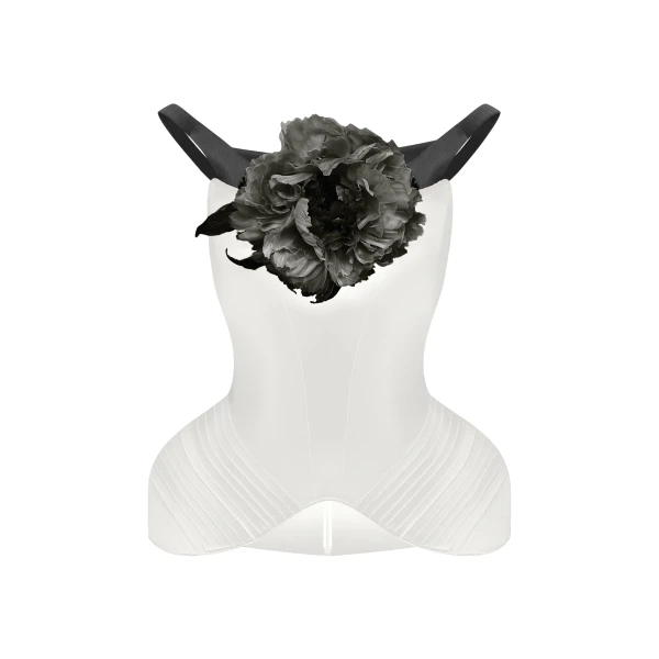 Off-the-Shoulder Satin Corset Top with Sculpted Hip Panniers in White and Black