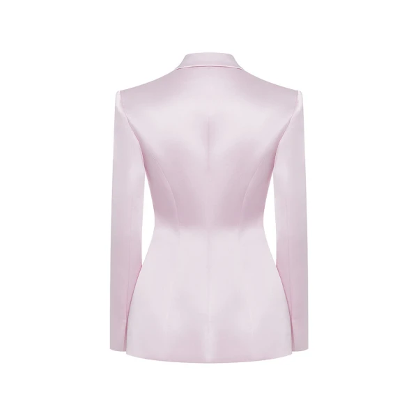Rasario Single-Breasted Satin Jacket in Light Pink, view 2