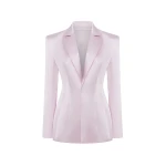 Rasario Single-Breasted Satin Jacket in Light Pink