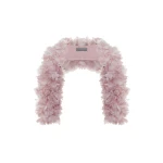 Rasario Voluminous Bolero with a Floral Trim in Light Pink