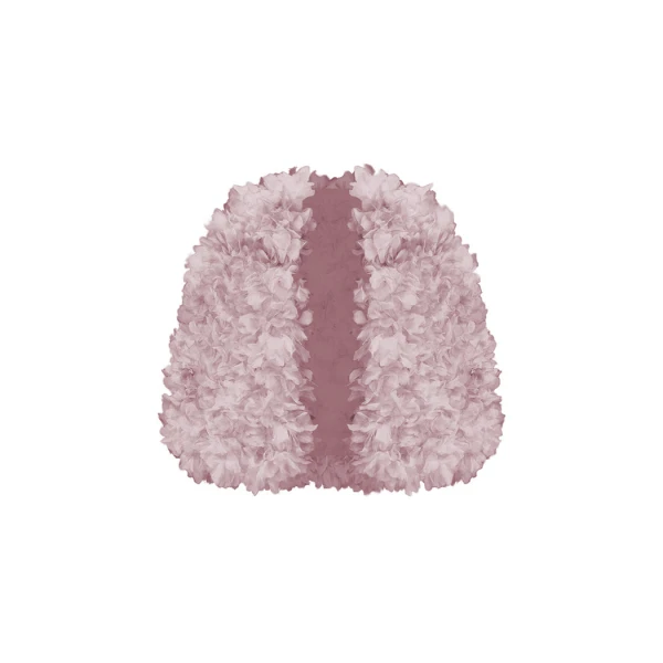 Voluminous Cape with Floral Trim in Light Pink