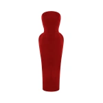 Rasario Velvet Corset Midi Dress with Lacing in Red