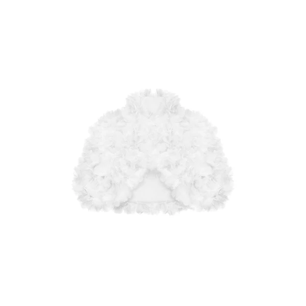 Cropped Bolero with a Floral Trim in White