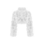 Rasario Cropped Chiffon Jacket with Ruffles in White