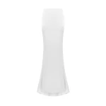 Rasario Draped Satin Maxi Skirt with a Train in White