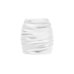 Rasario Draped Satin Mini Skirt in White