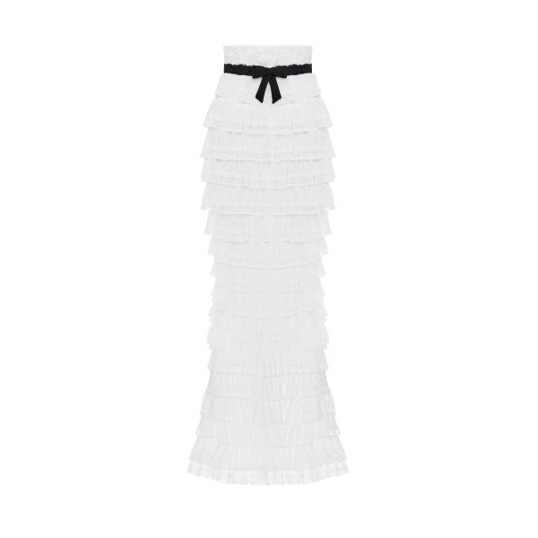 Lace Maxi Skirt in White
