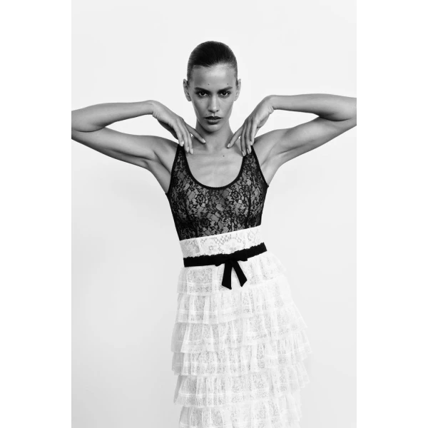 Rasario Lace Tank Top in White, view 4