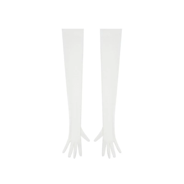 Rasario Long Velvet Gloves in White