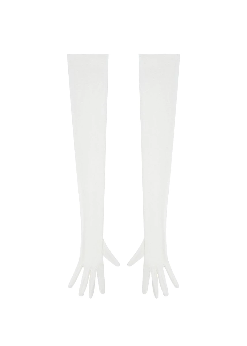 Long Velvet Gloves in White