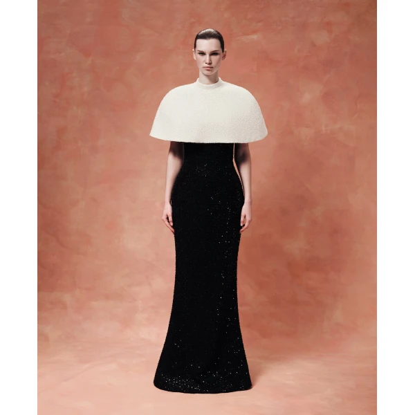 Rasario Sequin-Embroidered Cape in White, view 4