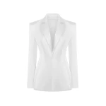 Rasario Single-Breasted Satin Jacket in White