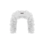 Rasario Voluminous Bolero with a Floral Trim in White