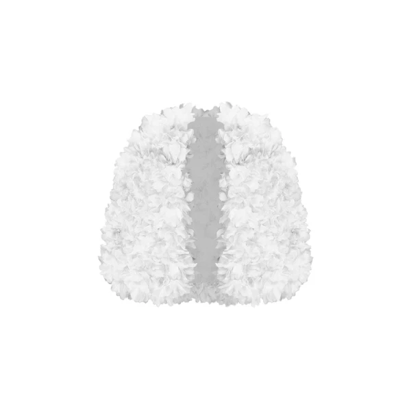 Voluminous Cape with Floral Trim in White