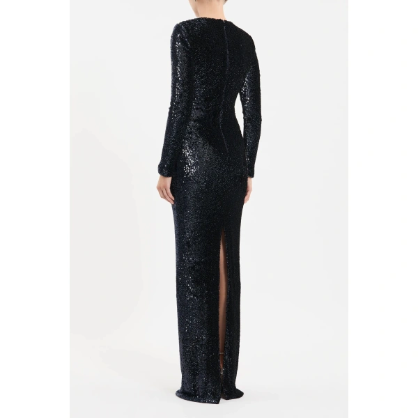 Rebecca Vallance Cambridge Long Sleeve Gown in Sapphire | Evening Gowns | Coveti