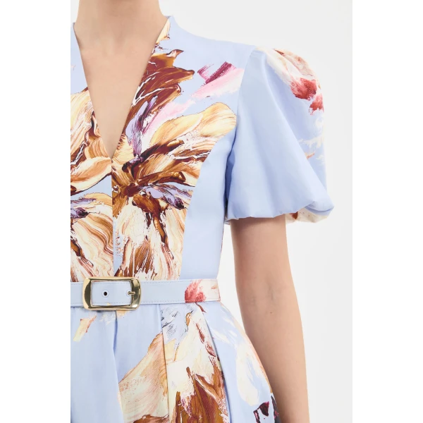 Rebecca Vallance Fleur De Lis Short Sleeve Midi Dress
