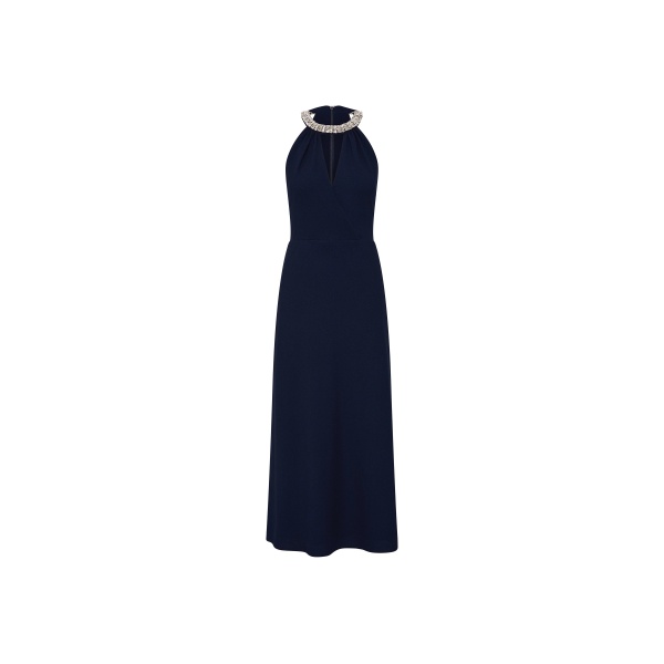 Rebecca Vallance Gimlet Halter Midi Dress in Navy