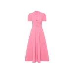 Rebecca Vallance Preston Short Sleeve Midi Dress in Pink | Midi Dresses | Coveti