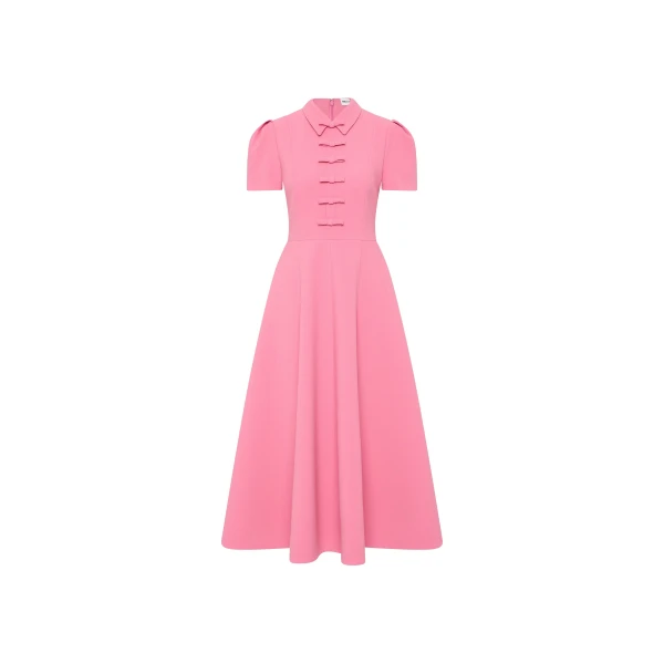 Rebecca Vallance Preston Short Sleeve Midi Dress in Pink | Midi Dresses | Coveti