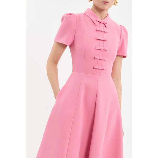 Rebecca Vallance Preston Short Sleeve Midi Dress in Pink | Midi Dresses | Coveti