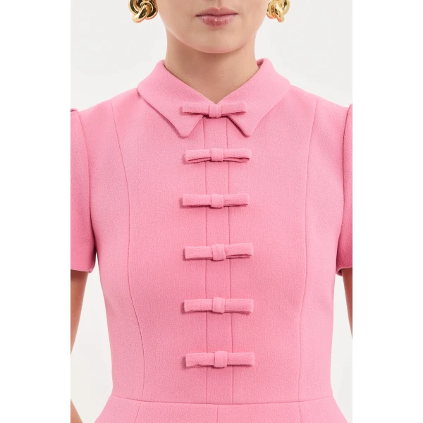 Rebecca Vallance Preston Short Sleeve Midi Dress in Pink | Midi Dresses | Coveti