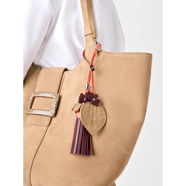 Roger Vivier Bag Charm in Brown and Orange Leather, view 2 | Bag charms