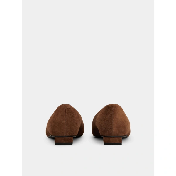 Roger Vivier Belle Vivier Ballerinas in Brown Suede, view 6 | Ballet Flats