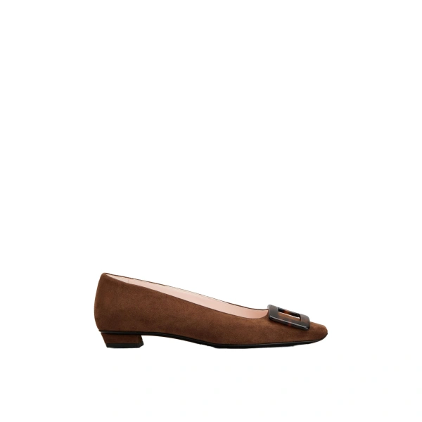 Belle Vivier Ballerinas in Brown Suede