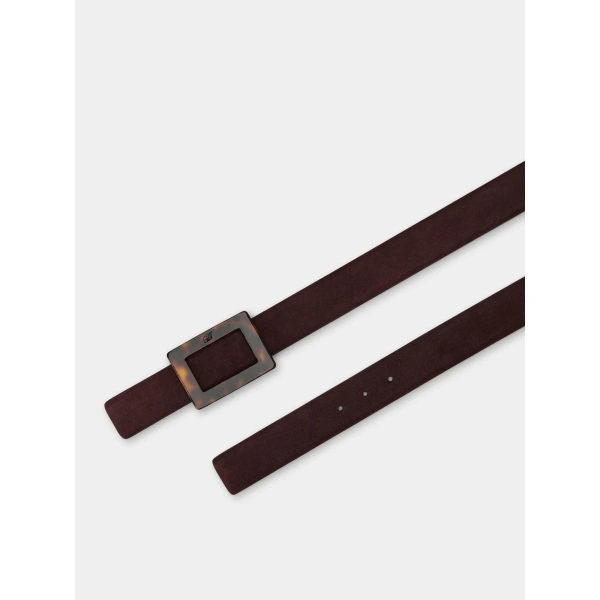 Roger Vivier Belle Vivier Belt in Burgundy Suede, view 3 | Belts