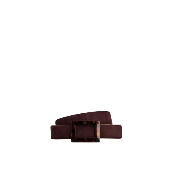 Belle Vivier Belt in Burgundy Suede