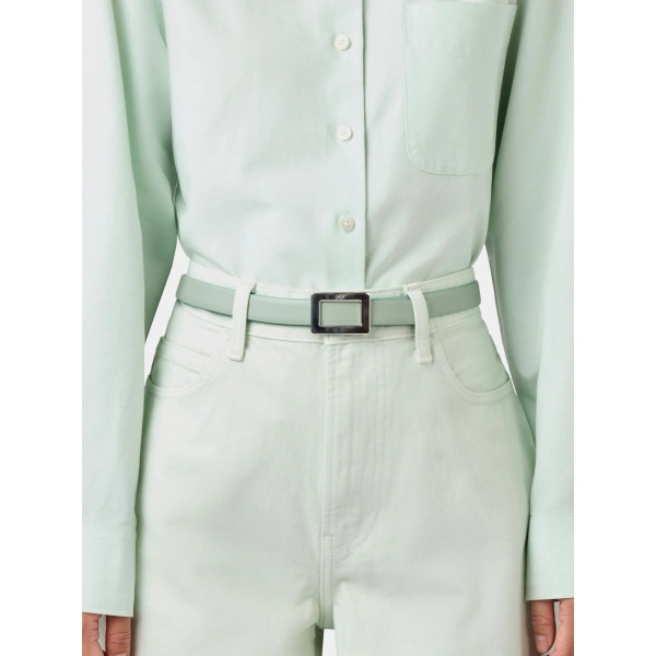 Roger Vivier Belle Vivier Belt in Green Leather, view 2 | Belts